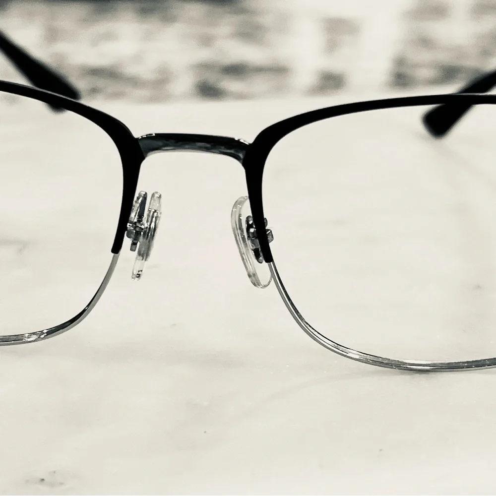 NEW!  Retro RAY BAN Black and Silver Men’s Metal EyeGlass  Frame With Case. NWOT